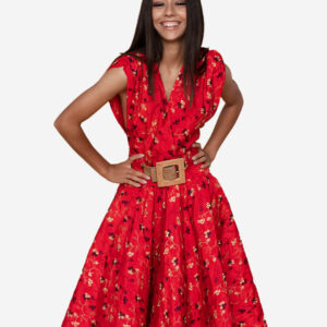 Vestido corto floral rojo